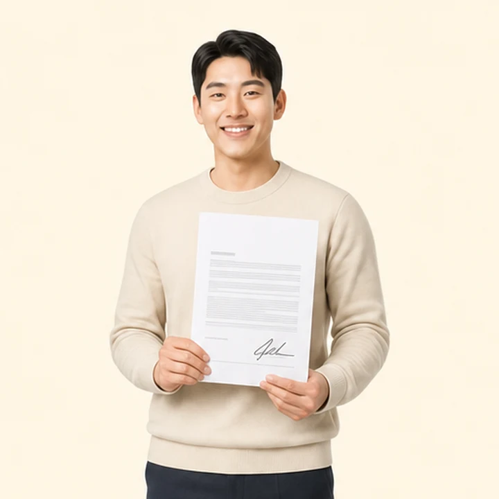 무심사 그랜저 장기렌트 서면 견적서를 들고 있는 고객